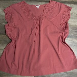 Sonoma Women's Top with Eyelet Detail in Rose 100% Cotton